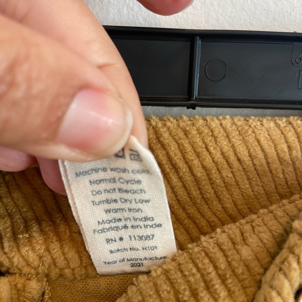Kate Quinn Corduroy Tan Midi Skirt Classic Preppy Basics Neutrals Cotton Size 10 - Picture 4 of 7